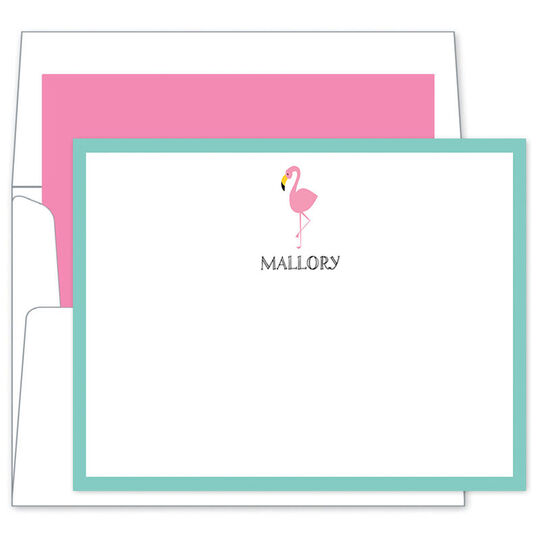 Flamingo Border Flat Note Cards